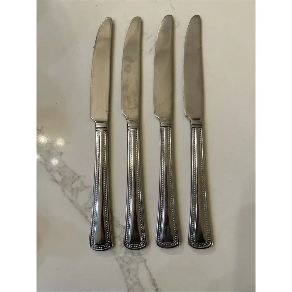 INTERNATIONAL PRECISION BEADED STAINLESS Steel‎ DINNER KNIVES 9 1/8